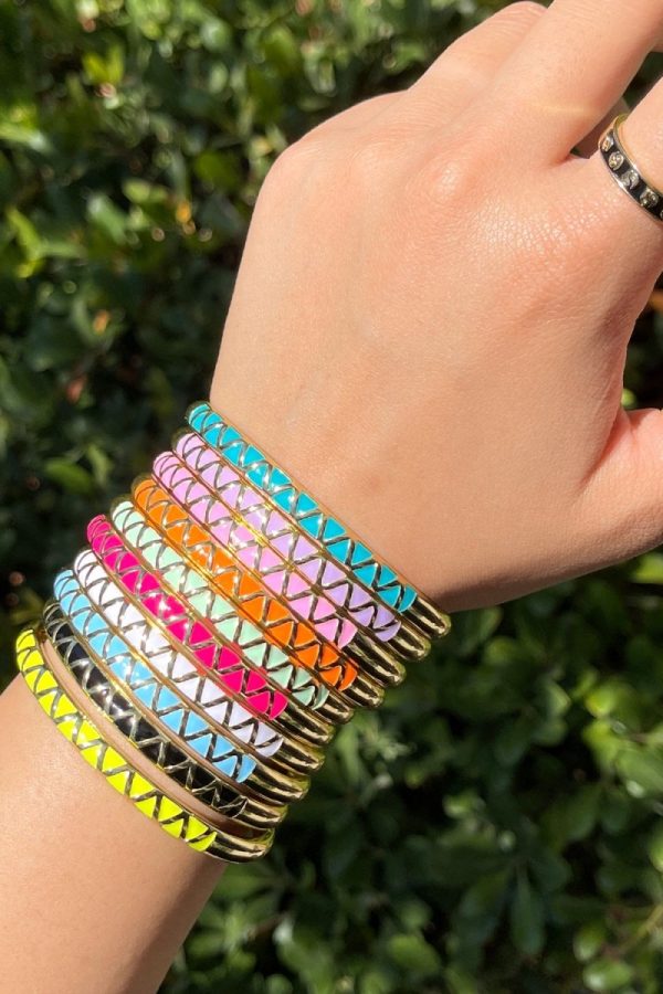 Colorful Enamel Adjustable Bangle Bracelet, 18K Gold Filled Enamel Open Bracelet, stacking bracelet | WA-046 to WA-054 Clearance Pricing